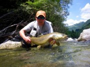 Mat and monster Marble trout Slovenia June