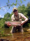 Andy and fat big rainbow trout June Slovenia