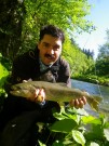 Dmitry and small stream Marble trout, May 2013