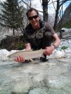 Mark and rainbow t. small stream Alps, April