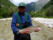 Noel and dry fly rainbow, June