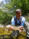 Shean and good rainbow on dry fly, June 2013