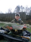 Tom and big rainbow trout, April