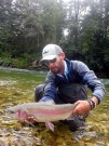 Brandon and trophy rainbow trout, August