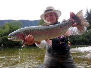 Tom and trophy Rainbow trout, August
