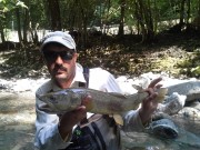 Dmitry and Marble trout, Slovenia, June