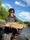 Rico and rainbow on dry fly, April