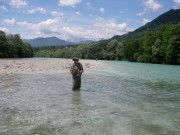 Fighting a nice fish in Slovenia