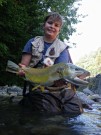 Tom and monster Marble trout July Slovenia