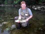 Andrew and rainbow trout, Slovenia